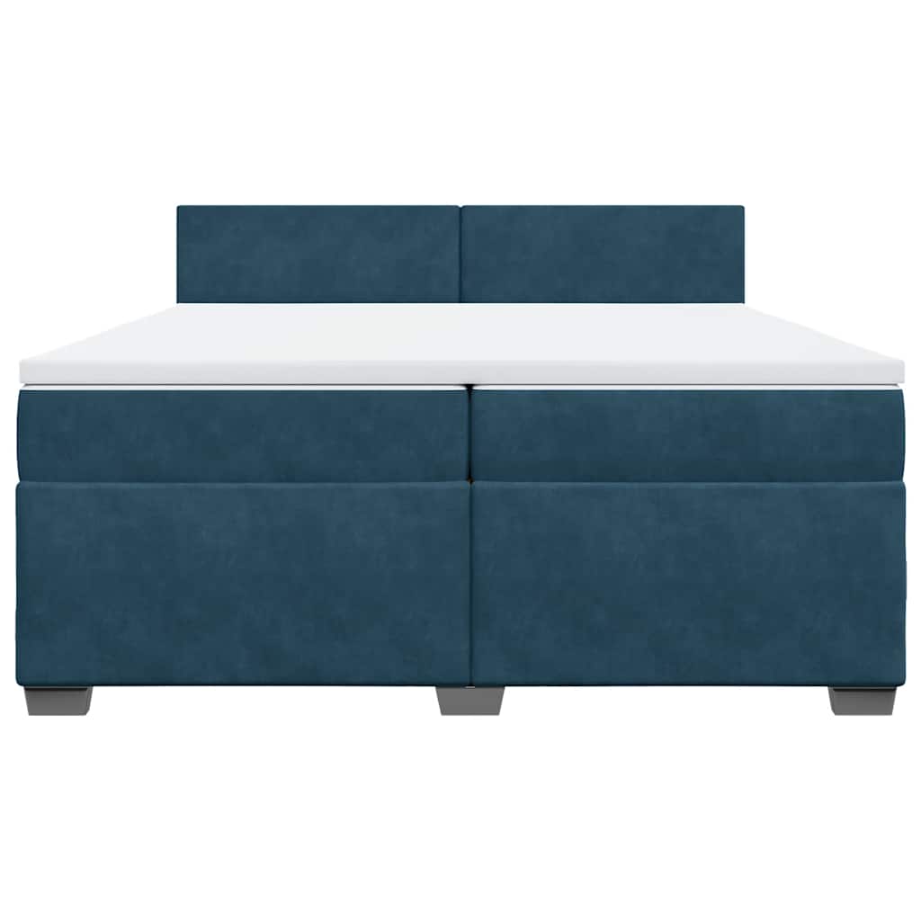 Cama com molas/colchão 200x200 cm veludo azul-escuro