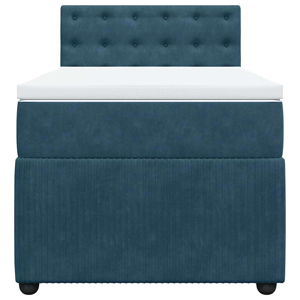 Cama boxspring com colchão 90x200 cm veludo azul