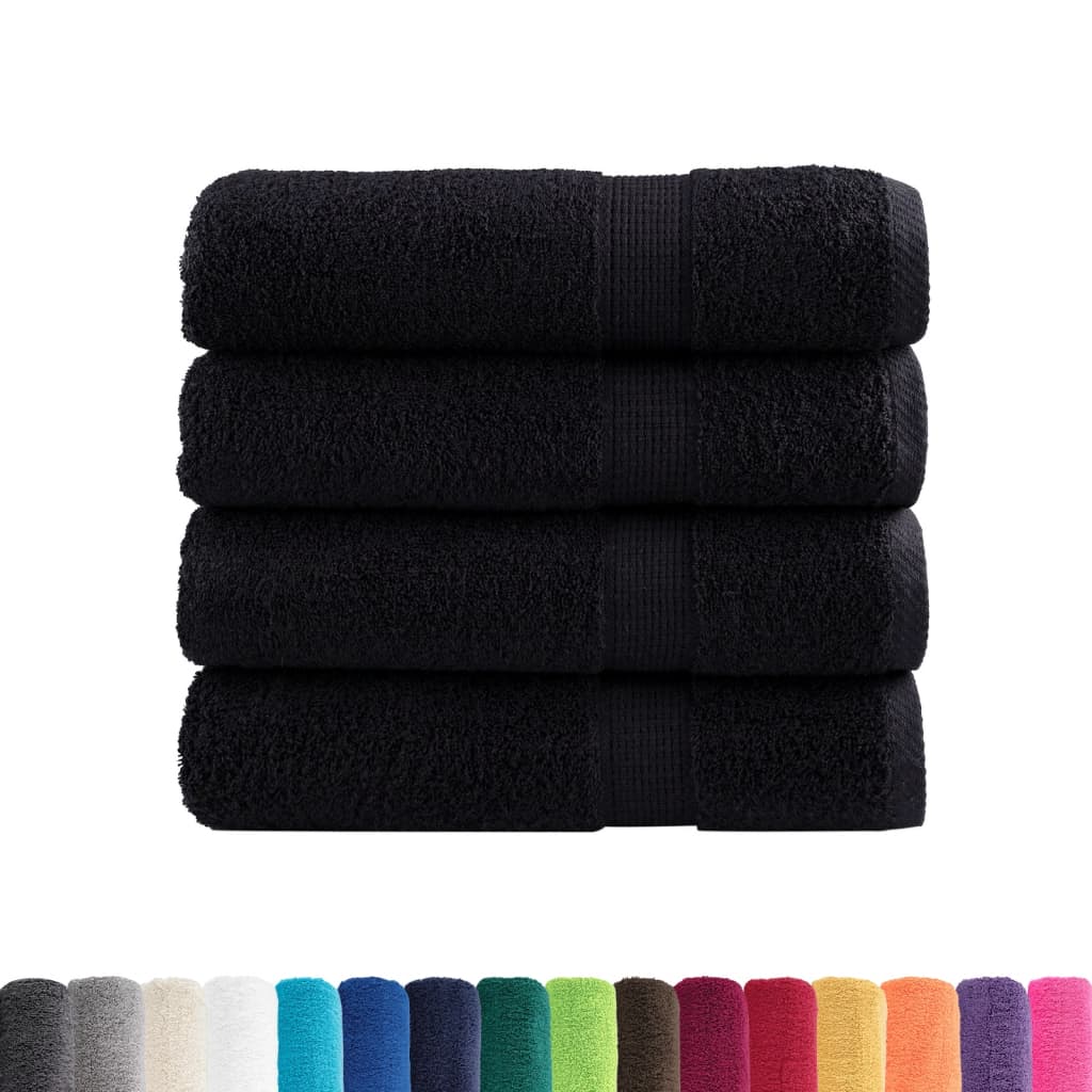 Toalhas de mãos premium solund 4 pcs 50x100 cm 600 gsm preto