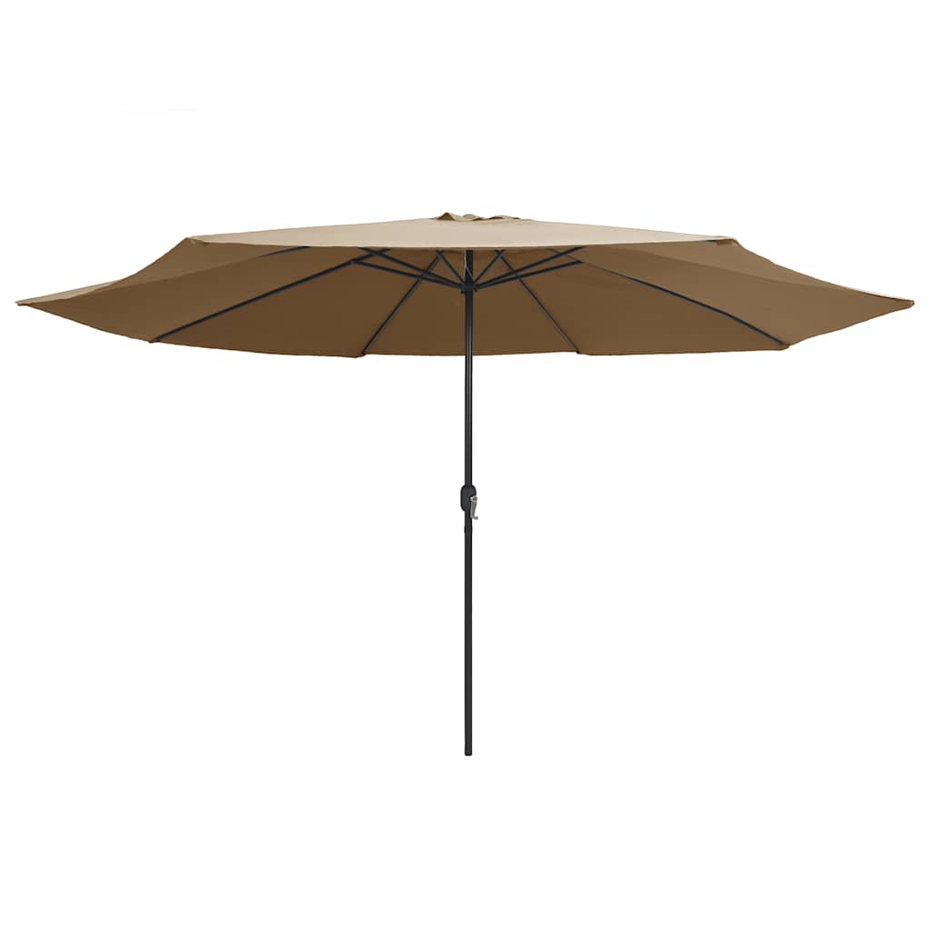 Guarda-sol de jardim c/ poste metal 390 cm cinzento-acastanhado