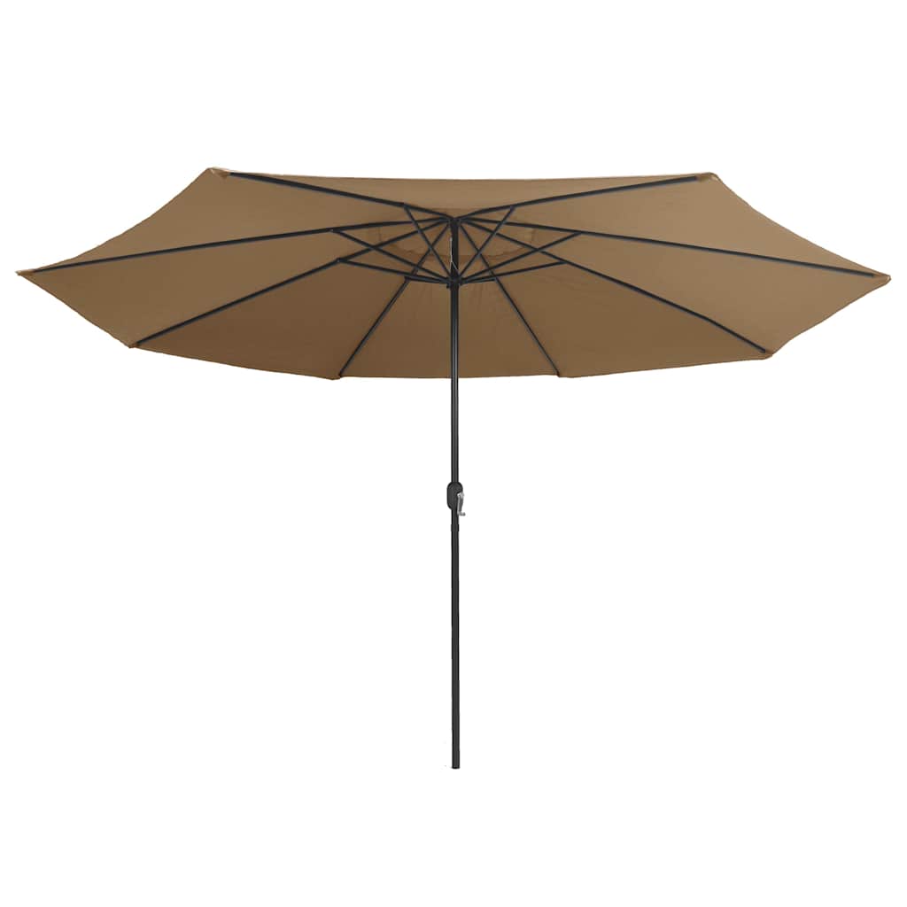 Guarda-sol de jardim c/ poste metal 390 cm cinzento-acastanhado