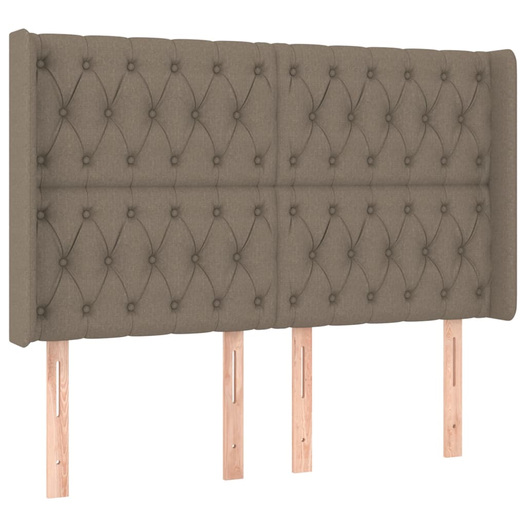 Cabeceira cama c/ LED tecido 147x16x118/128cm cinza-acastanhado