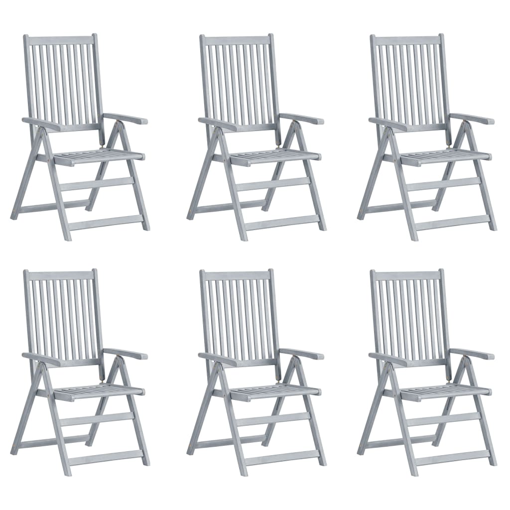 Cadeiras jardim reclináveis c/ almofadões 6 pcs acácia maciça
