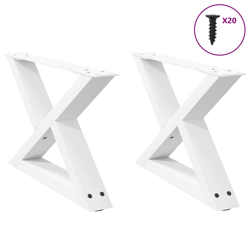 Pés para mesa de centro 2 peças, branco, 50x(30-31,3) cm, aço