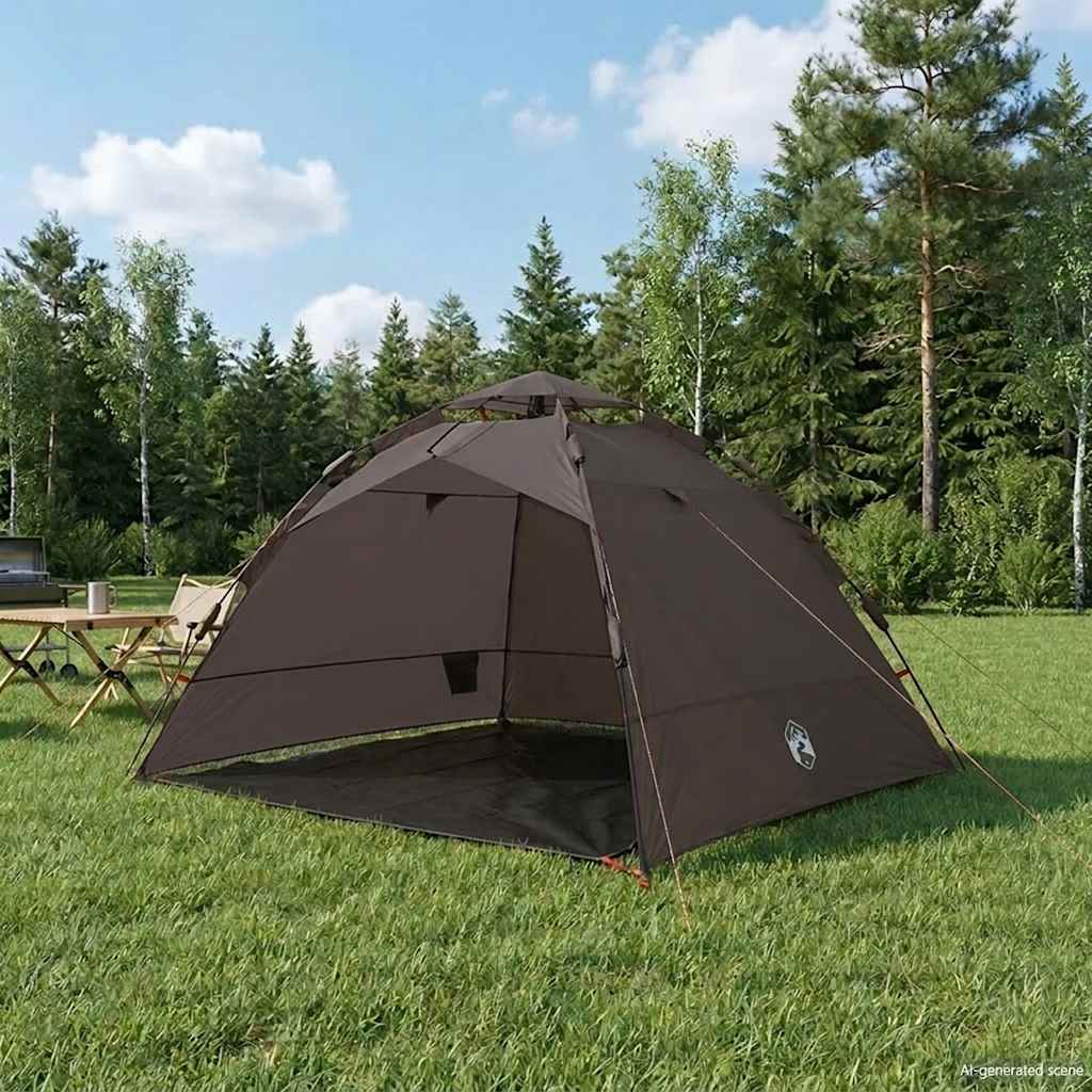Tenda de pesca para 4 pessoas libertação rápida castanho