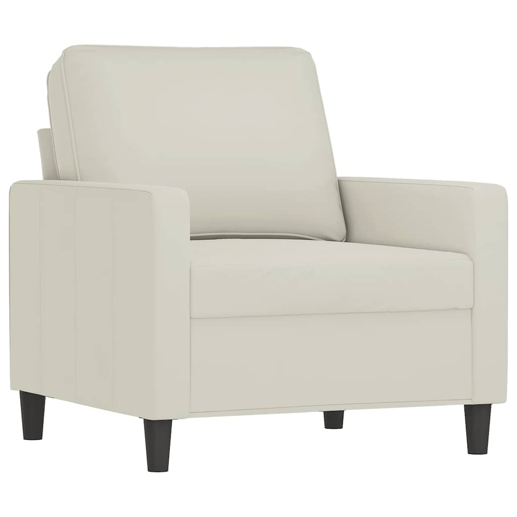 4 Pcs conjunto de sofás com almofadões veludo cor creme