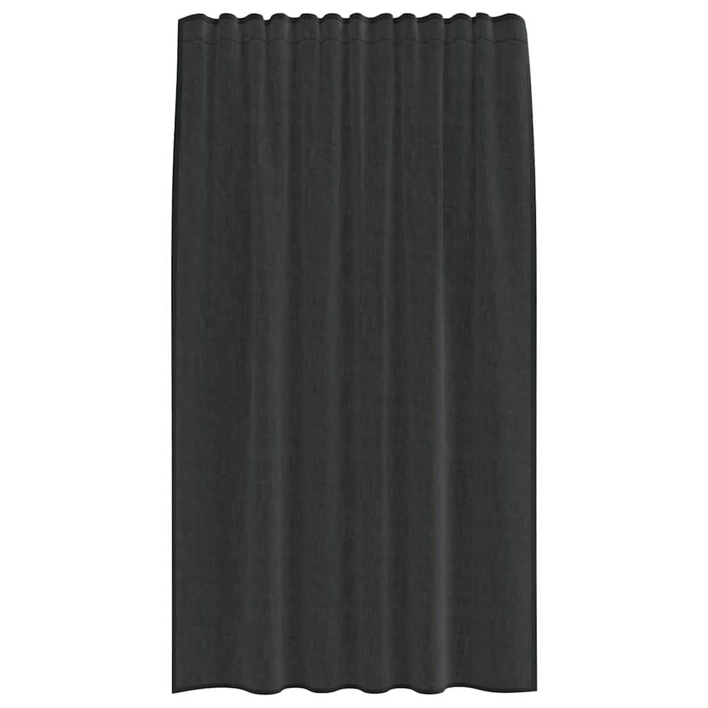 Cortinas de voile com bolsos para varão 2 pcs preto