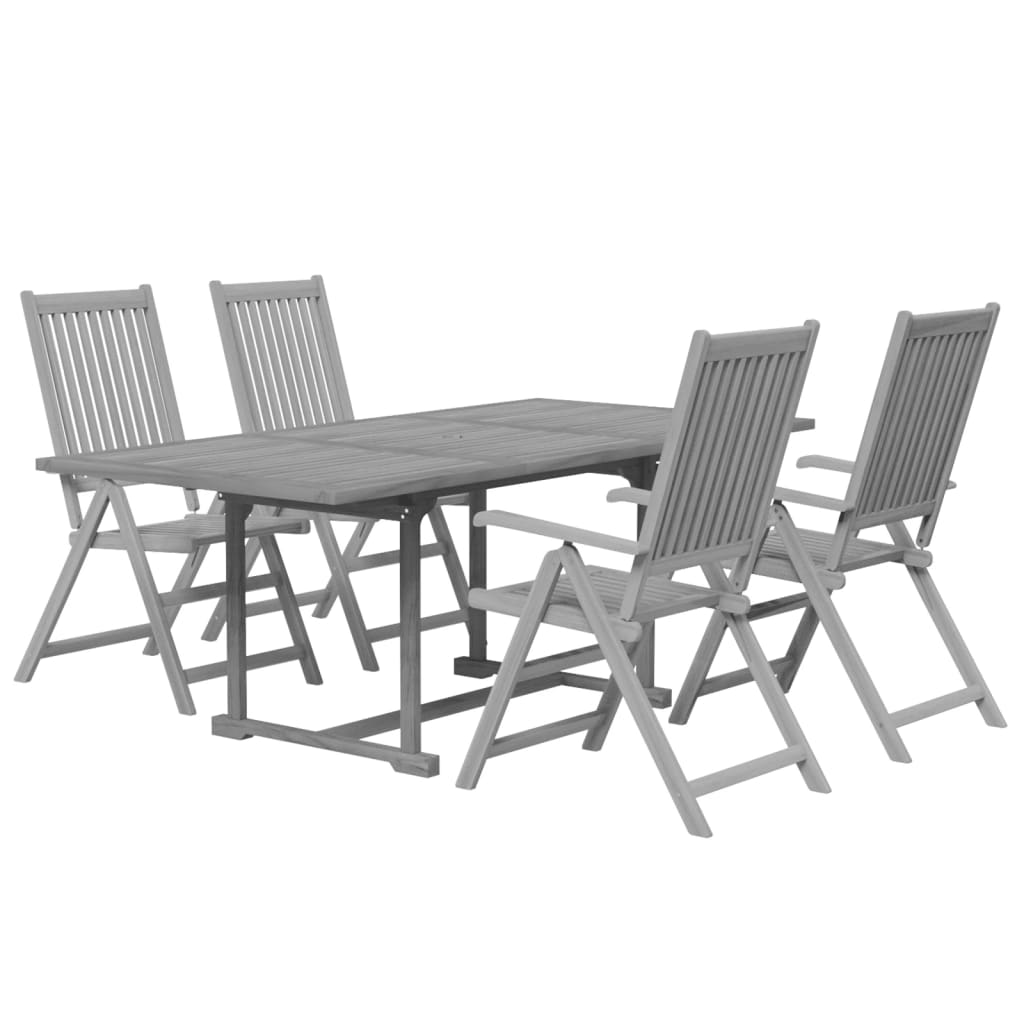 5 Pcs conjunto de jantar jardim madeira acácia maciça