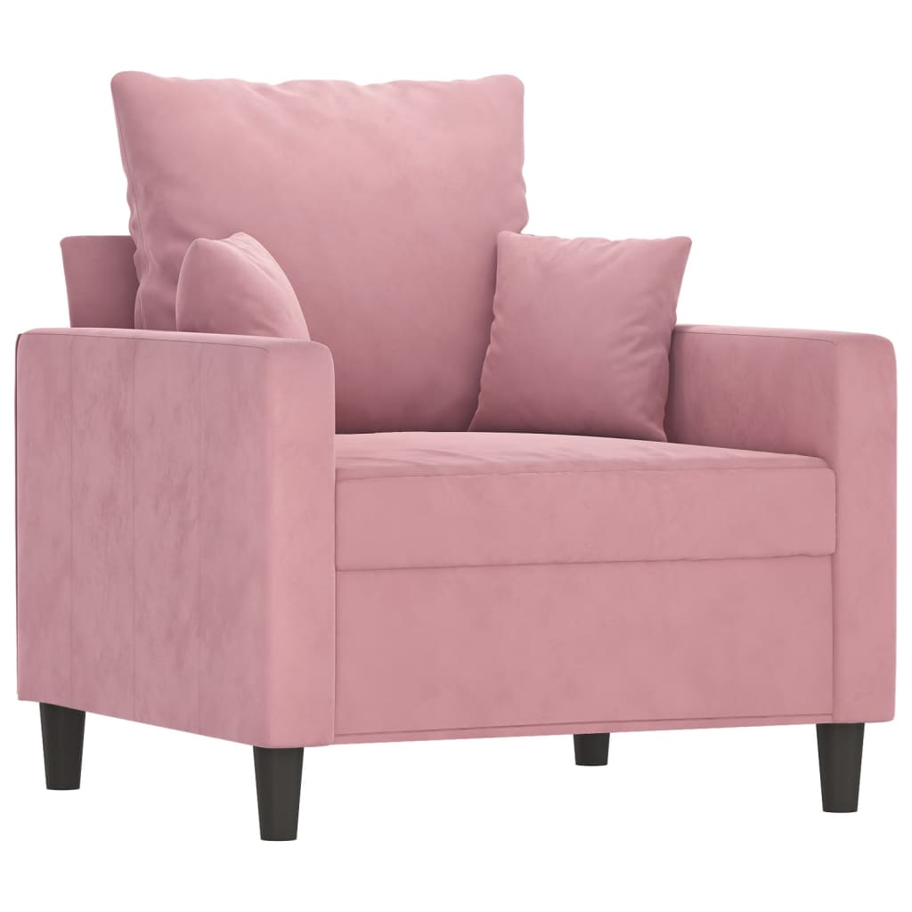 3 Pcs conjunto de sofás com almofadões veludo rosa