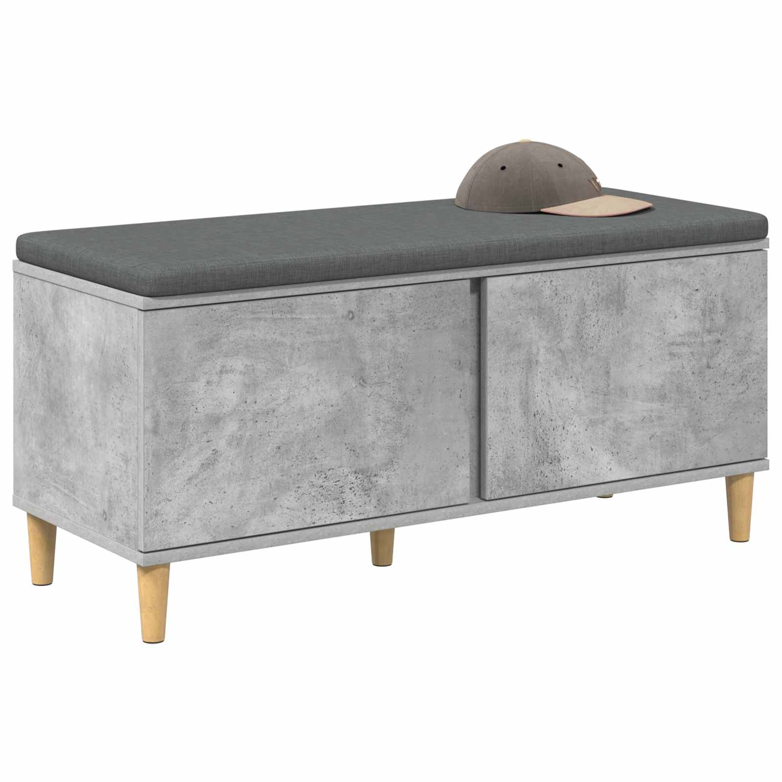 Banco de hall com almofada cinzento concreto 100 x 38 x 46 cm