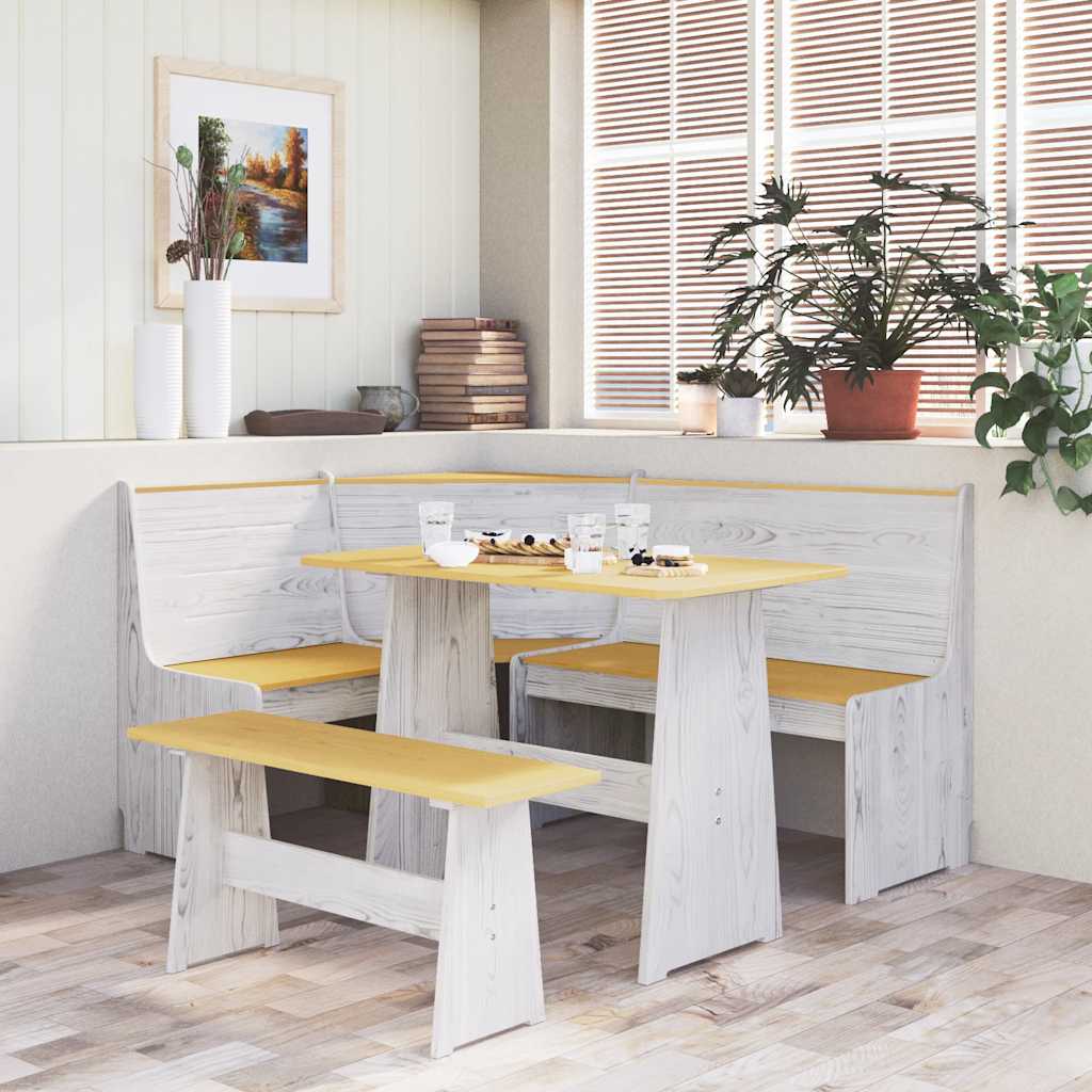 Banco de canto reine 151 cm pinho maciço castanho mel e branco