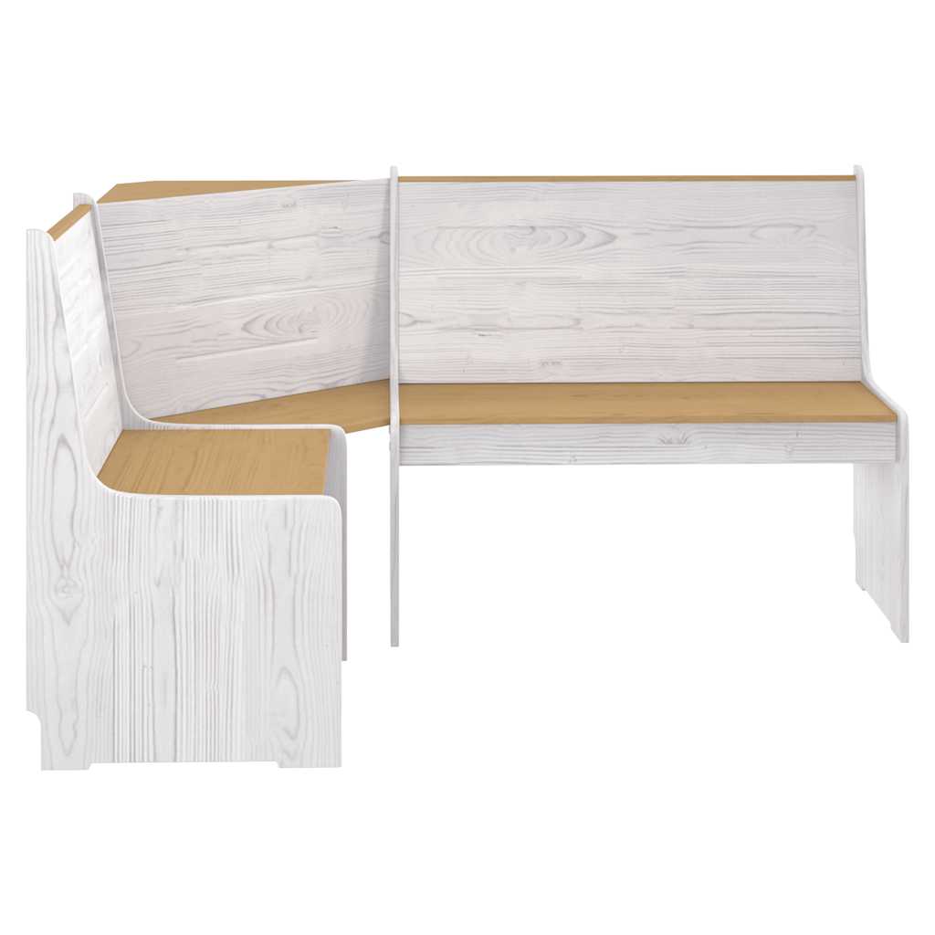 Banco de canto reine 151 cm pinho maciço castanho mel e branco