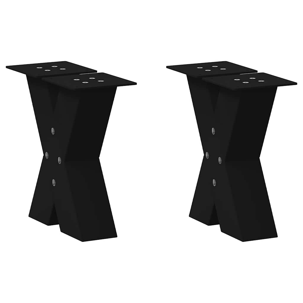 Pés para mesa de centro em formato de x, 2 peças, preto, 30x(30-31) cm, aço