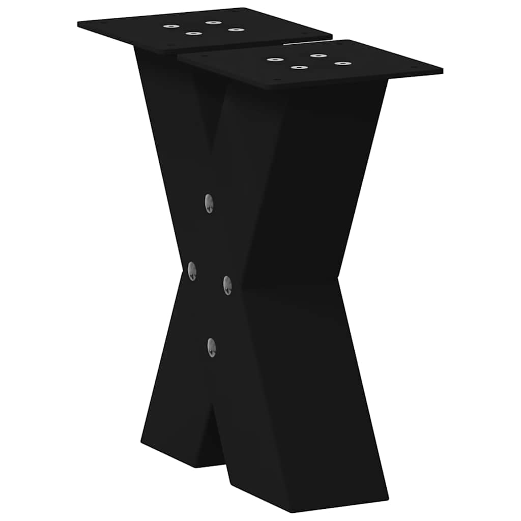 Pés para mesa de centro em formato de x, 2 peças, preto, 30x(30-31) cm, aço
