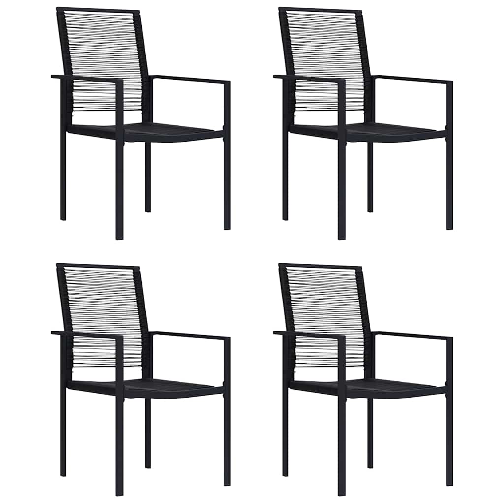 Cadeiras de jardim 4 pcs vime de PVC preto