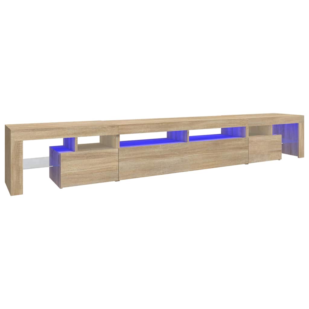 Móvel de TV com luzes LED 260x36,5x40 cm carvalho sonoma