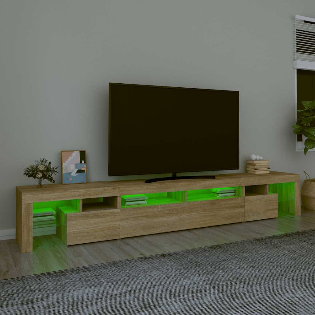 Móvel de TV com luzes LED 260x36,5x40 cm carvalho sonoma