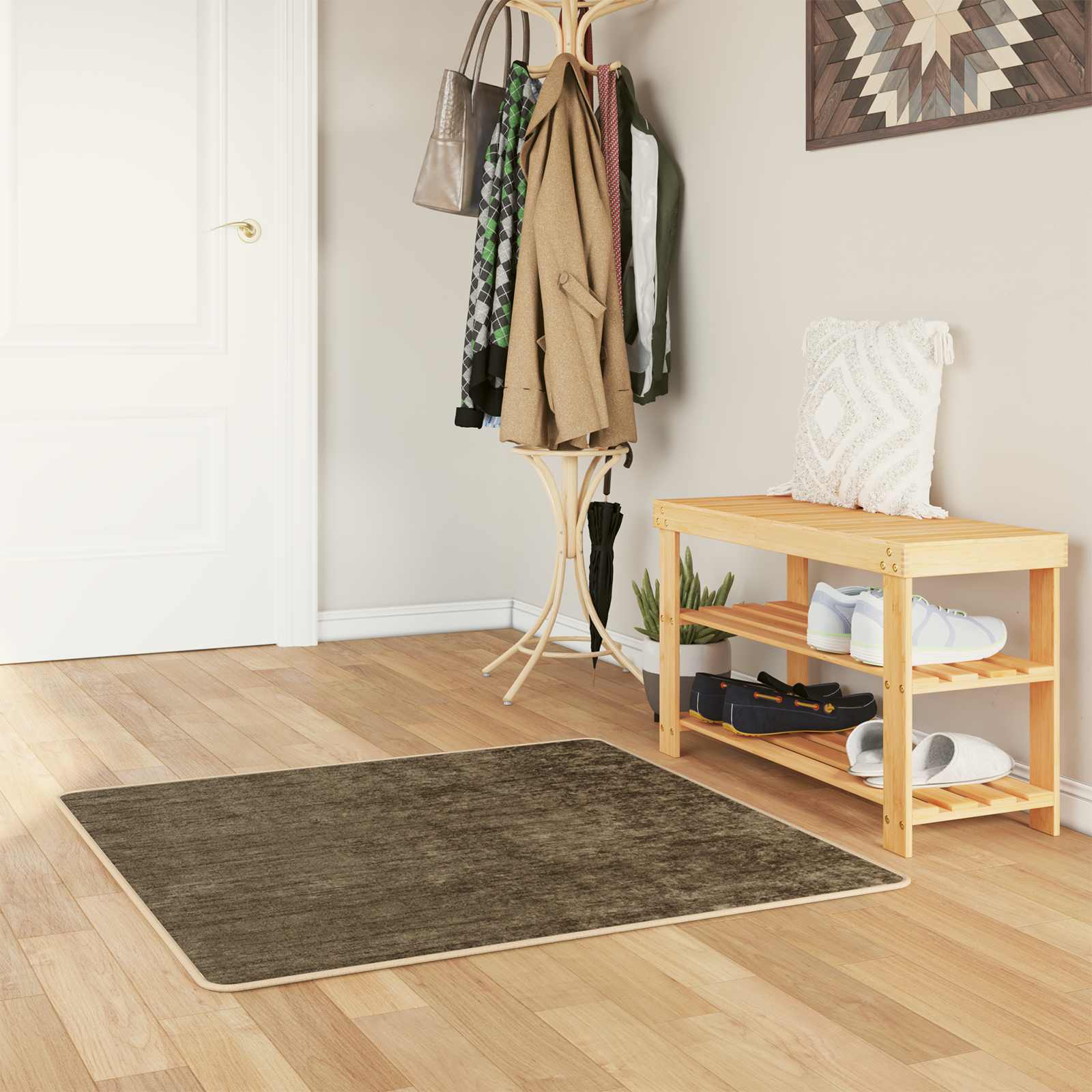 Passadeira marsa verde floresta 100 x 100 cm poliéster e PVC