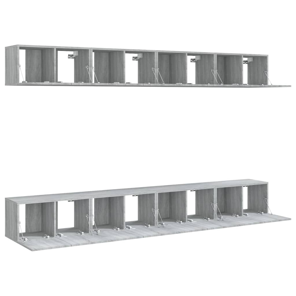 Móveis de TV 8pcs 60x30x30 cm derivados de madeira cinza sonoma