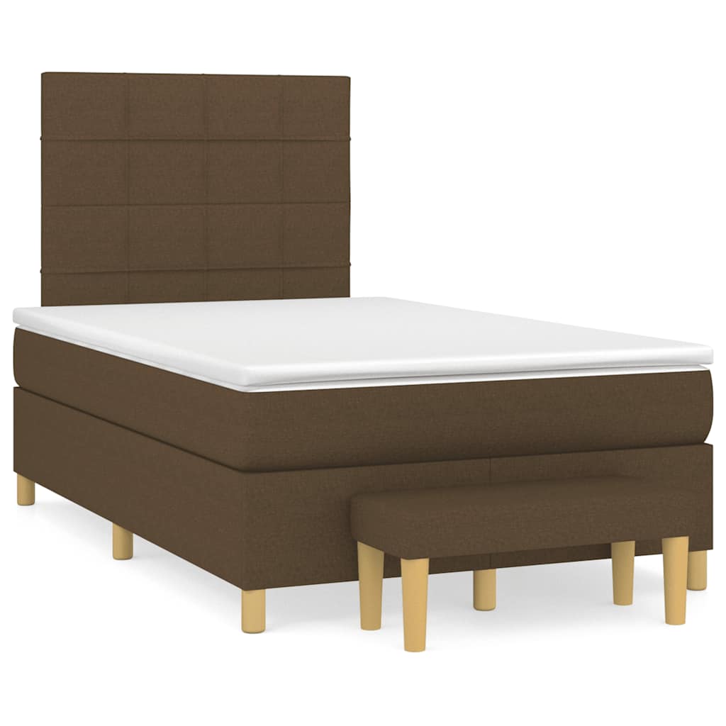 Cama boxspring com colchão 120x190 cm tecido castanho-escuro