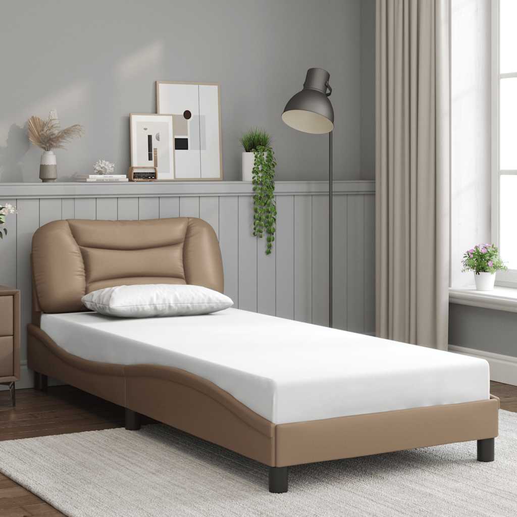 Estrutura de cama sem colchão hvar couro artif. 90x190 cm cappuccino