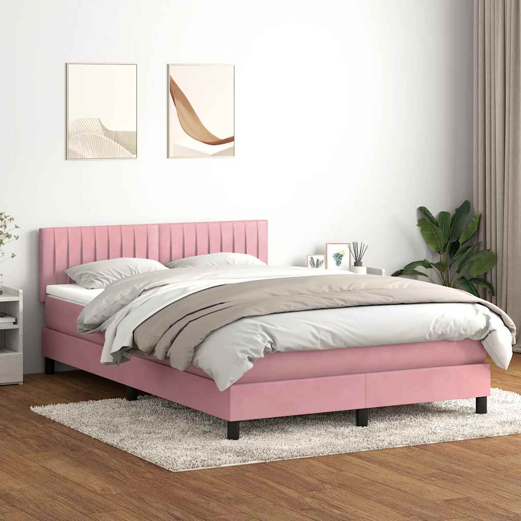 Cama com molas/colchão 140x220 cm veludo rosa