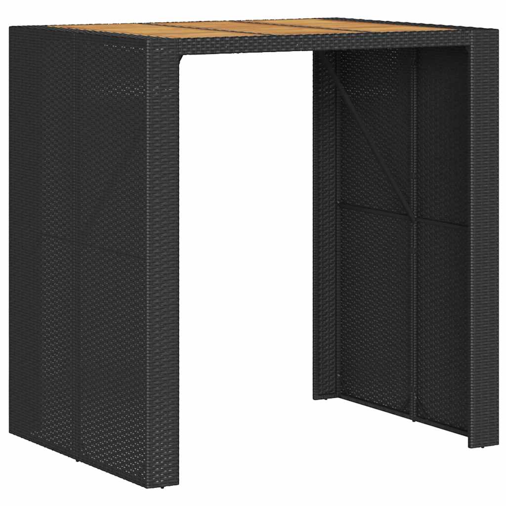 3 Pcs conjunto de bar jardim c/ almofadões vime PE/acácia preto