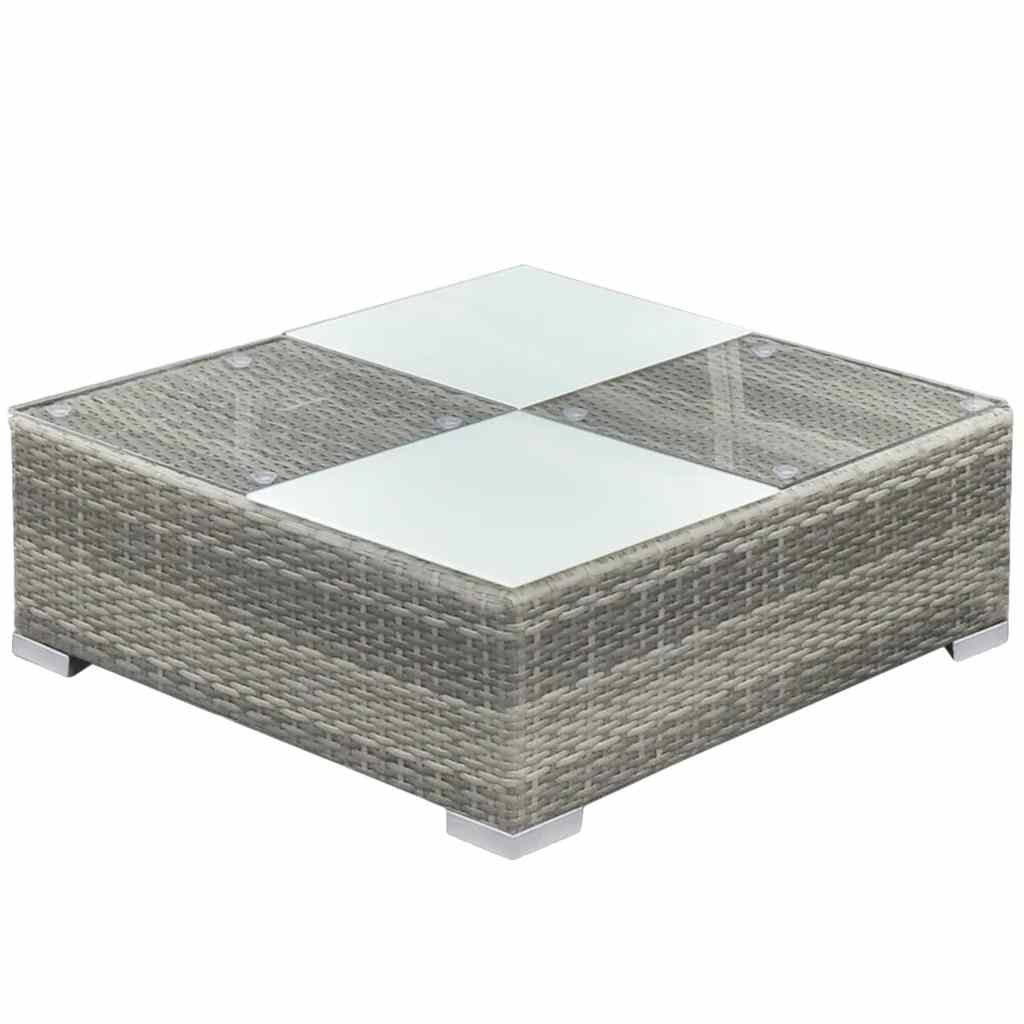 6 Pcs conjunto lounge de jardim c/ almofadões vime PE cinzento