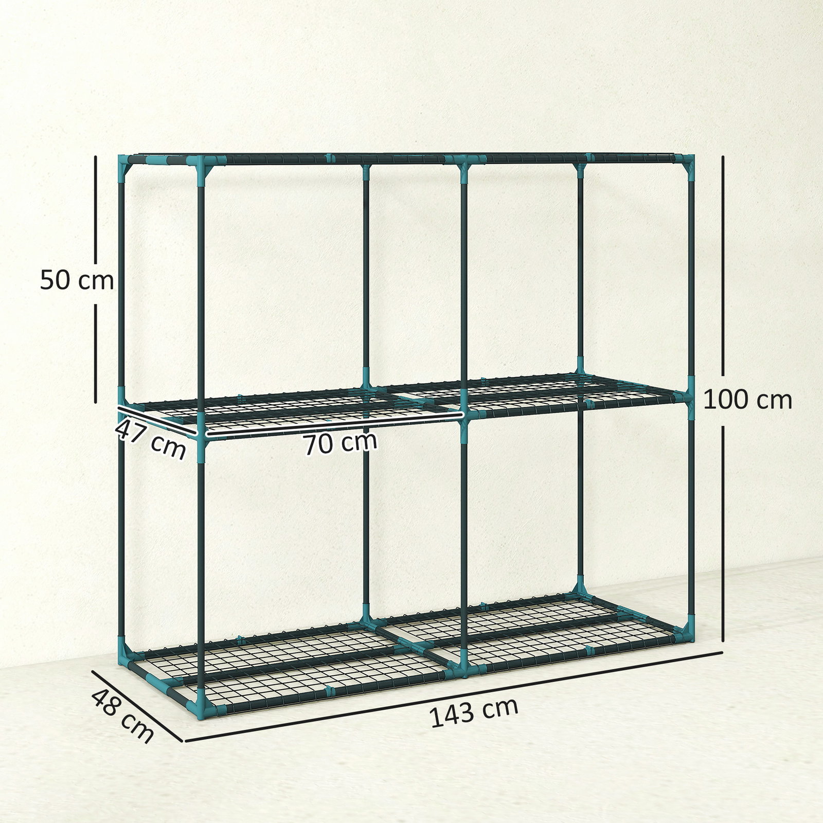 Suporte para plantas de 3 níveis estante para plantas de aço para interior e exterior 143x48x100 cm verde