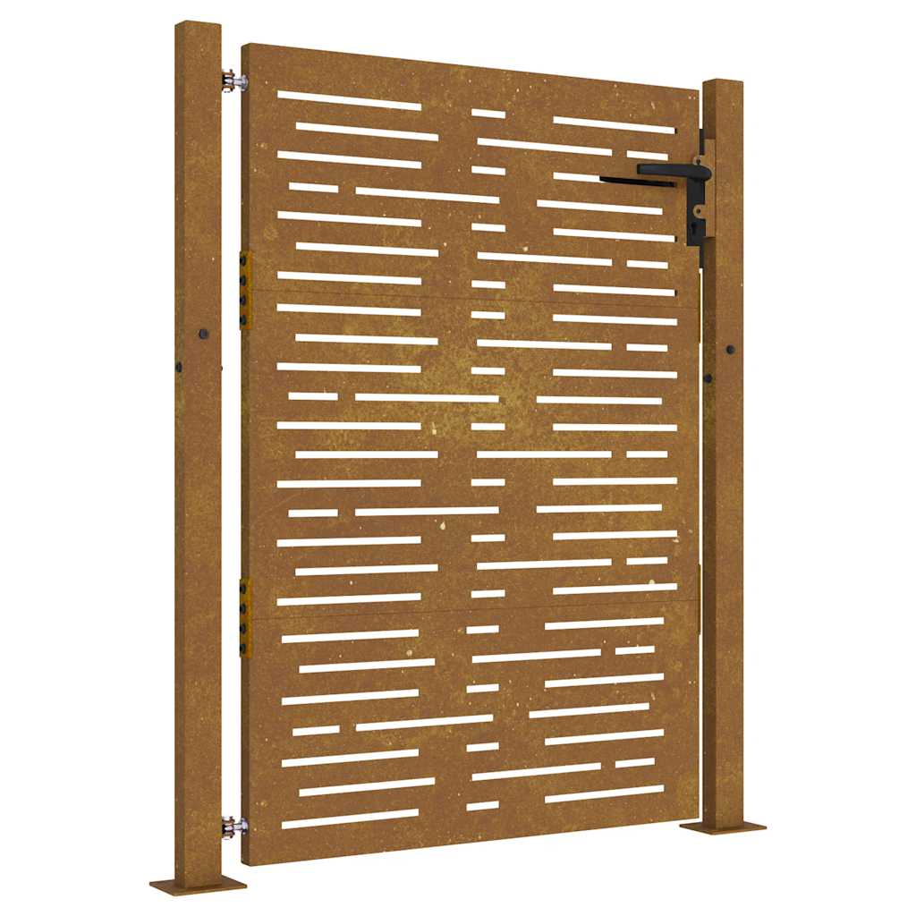 Portão de jardim 100x125 cm aço corten design quadrado