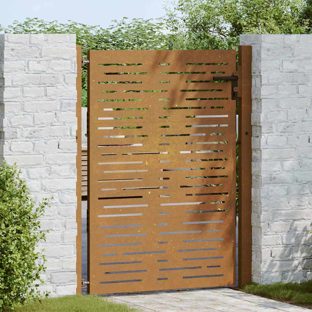 Portão de jardim 100x125 cm aço corten design quadrado