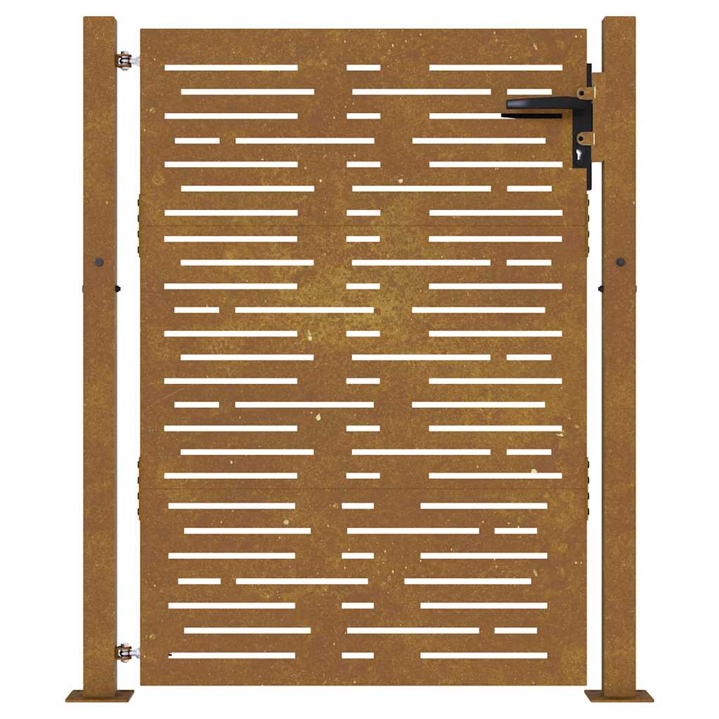 Portão de jardim 100x125 cm aço corten design quadrado