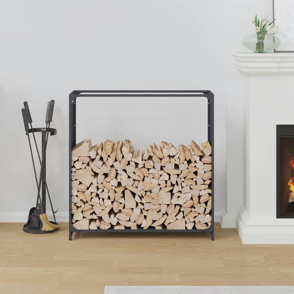 Suporte para lenha 90x28x90 cm aço laminado a frio antracite