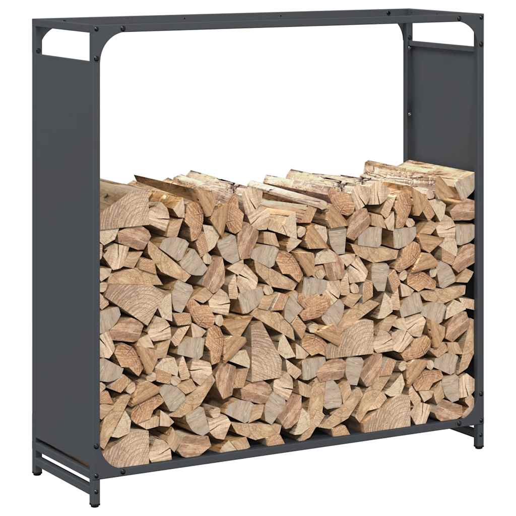 Suporte para lenha 90x28x90 cm aço laminado a frio antracite