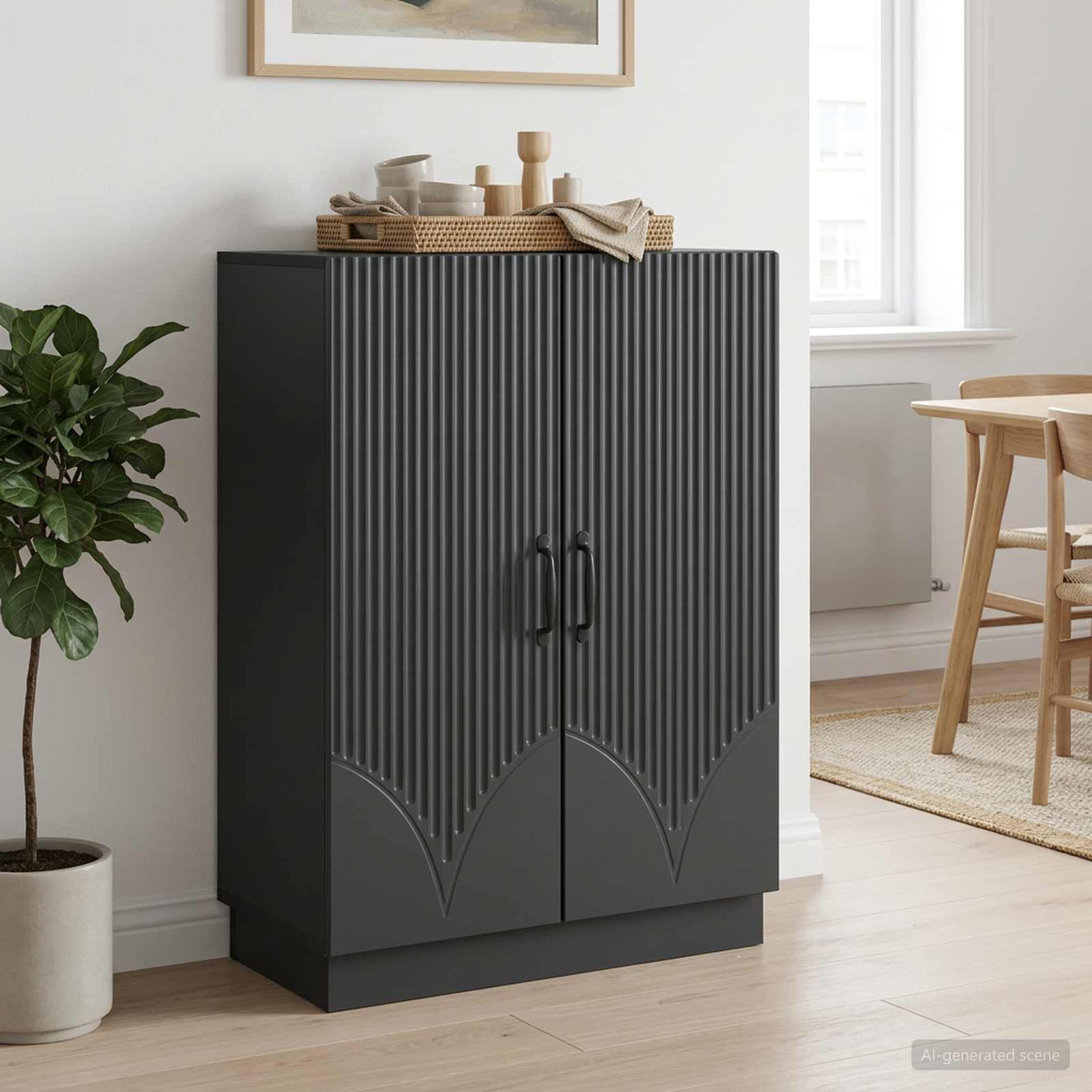 Buffet preto 66 x 34,5 x 87 cm derivados de madeira