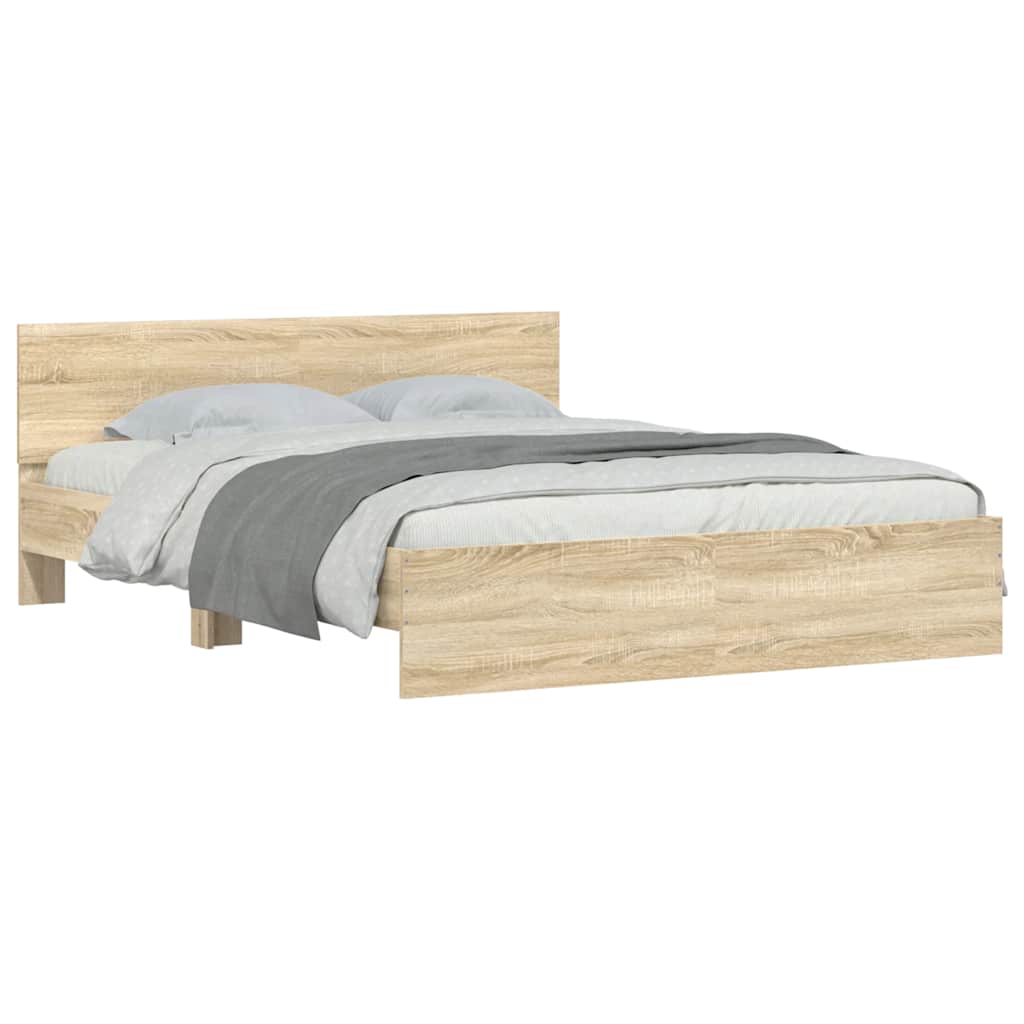 Estrutura de cama com cabeceira 140x190 cm carvalho sonoma