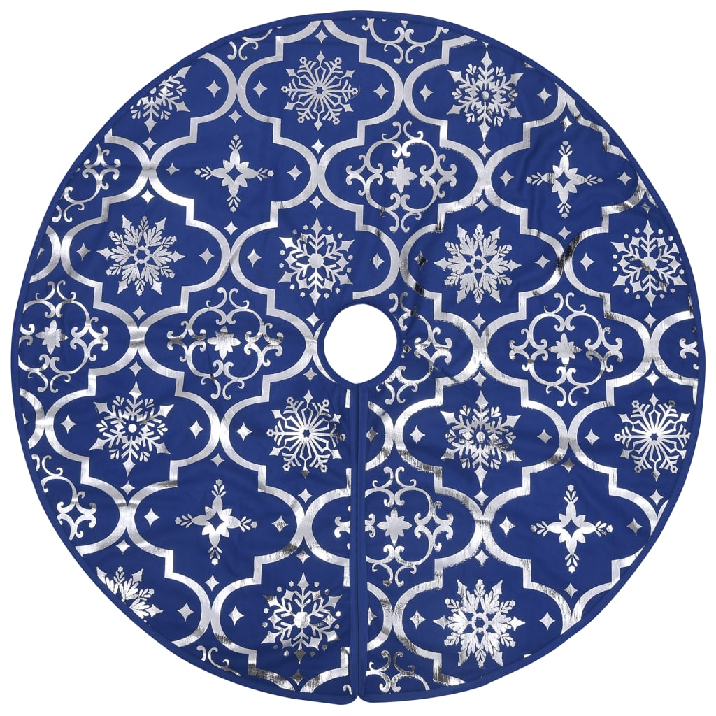Saia de árvore de natal luxuosa 150 cm com meia tecido azul