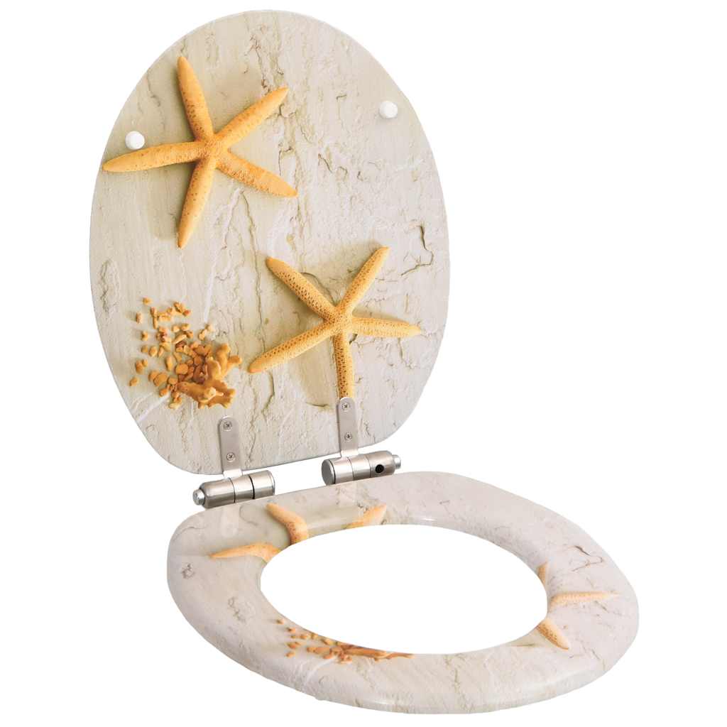Assentos sanita 2 pcs c/ tampas fecho suave MDF design estrelas