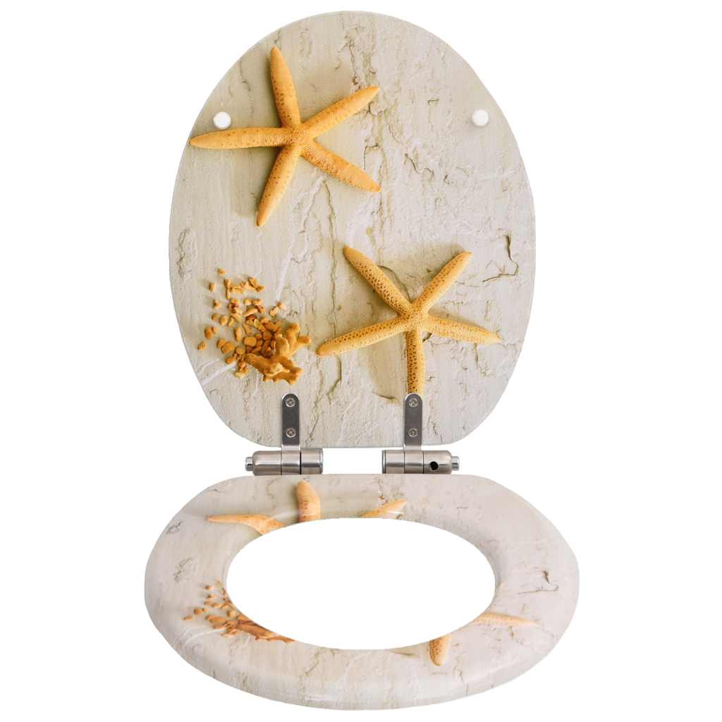 Assentos sanita 2 pcs c/ tampas fecho suave MDF design estrelas