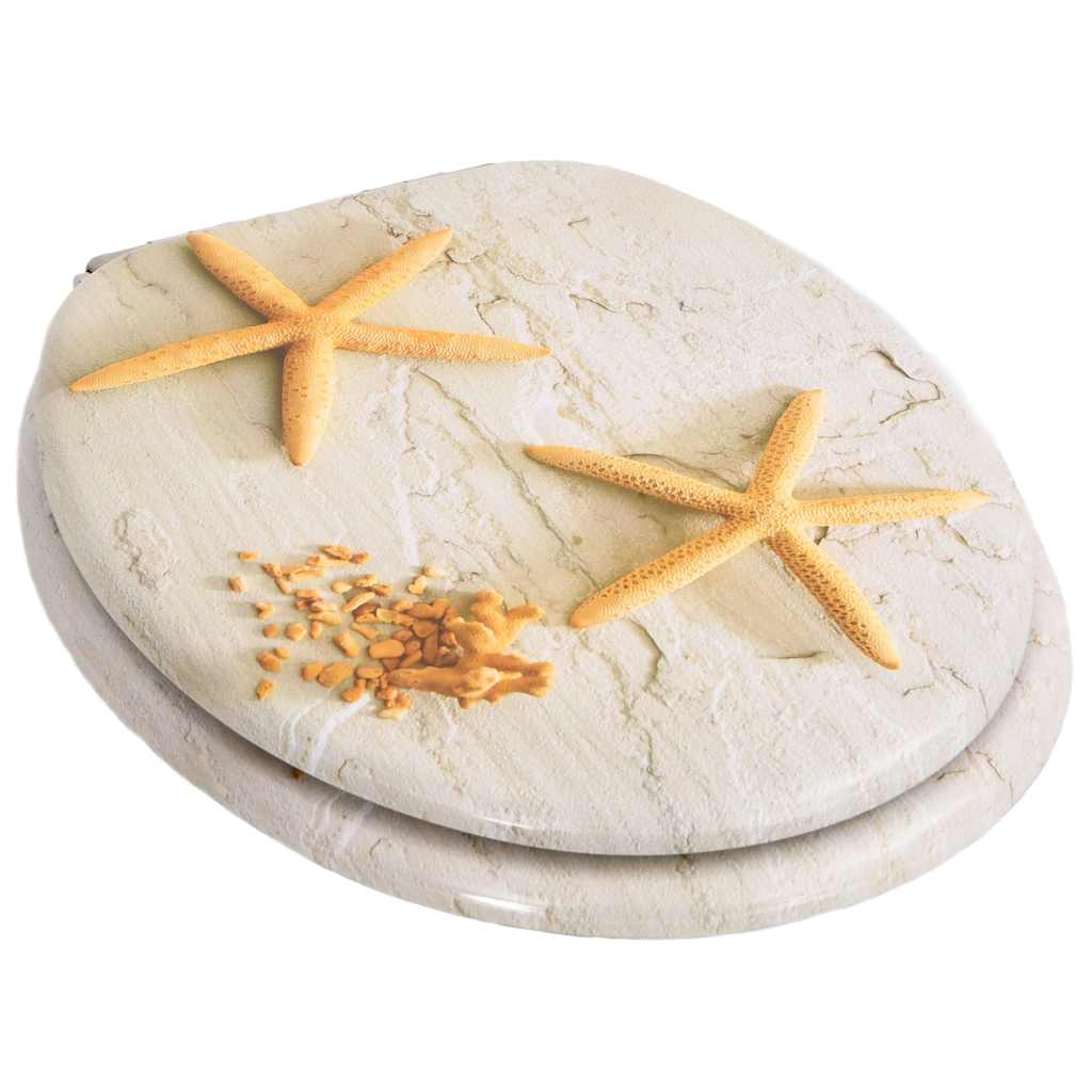 Assentos sanita 2 pcs c/ tampas fecho suave MDF design estrelas