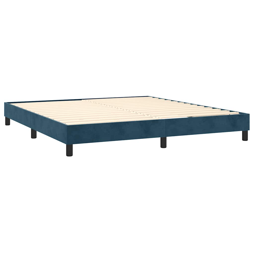 Cama com molas/colchão 180x200 cm veludo azul-escuro