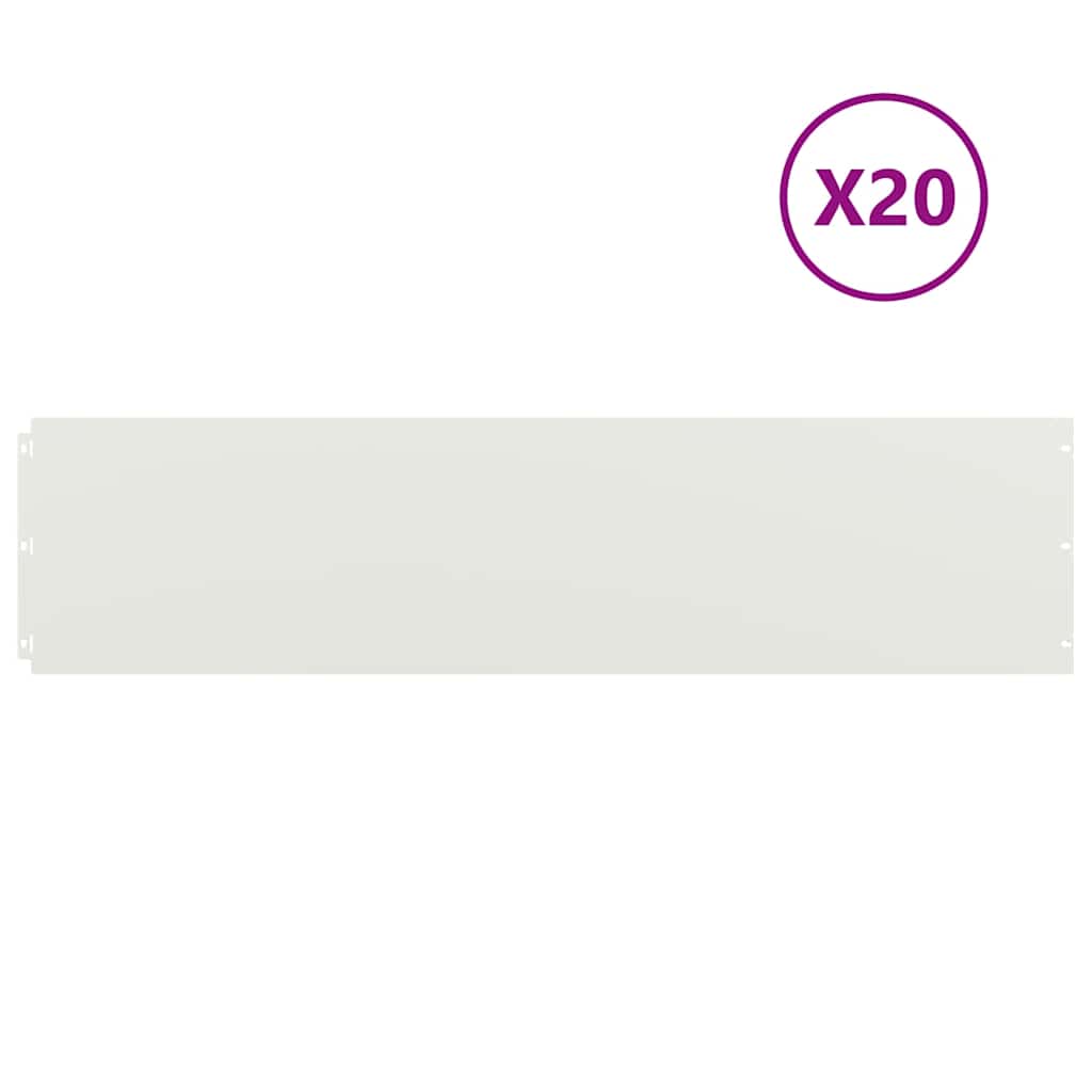 Orlas de relva 20 pcs branco 25x103 cm aço laminado a frio