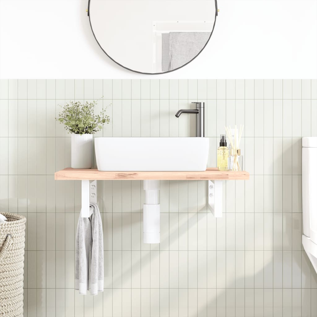 Suportes de prateleira p/ lavatório 2 pcs aço retangular branco