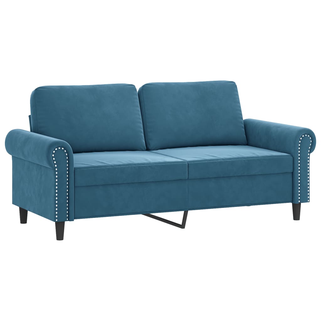 3 Pcs conjunto de sofás com almofadas veludo azul