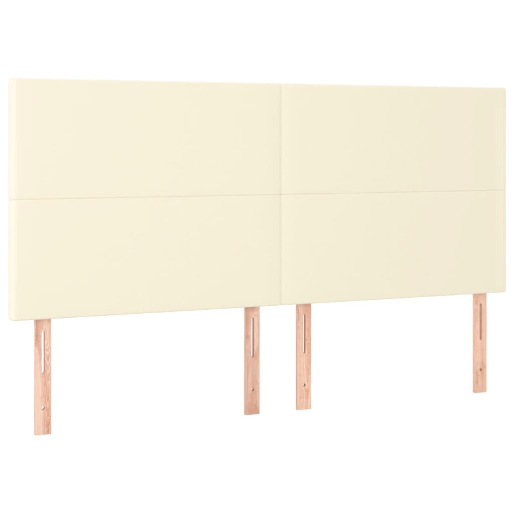 Cabeceira cama c/ LED 180x5x118/128 cm couro artificial crème