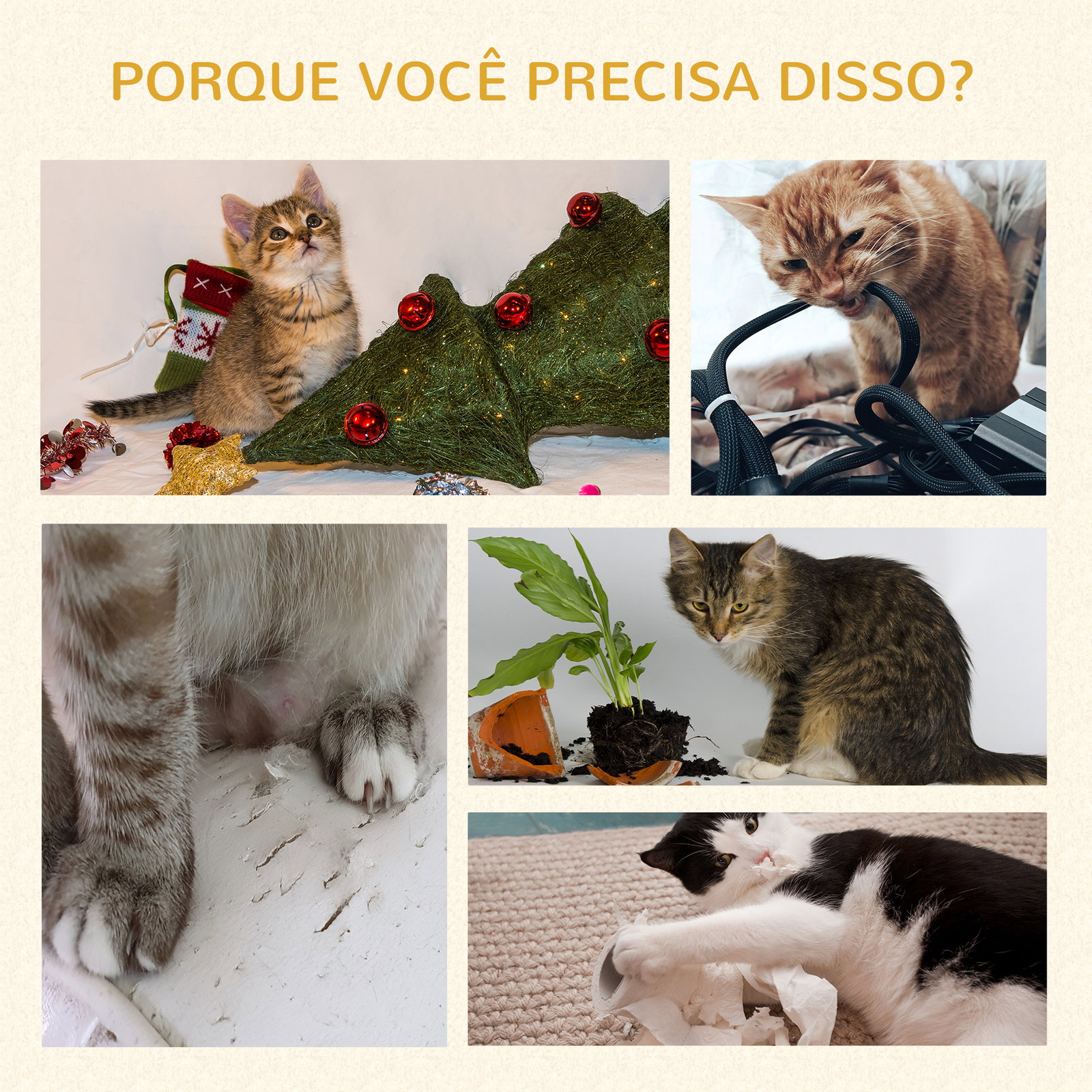 Árvore para gatos do chão ao teto 37x21x202-242 cm com 4 plataformas de relva artificial folhas artificiais e poste de juta verde