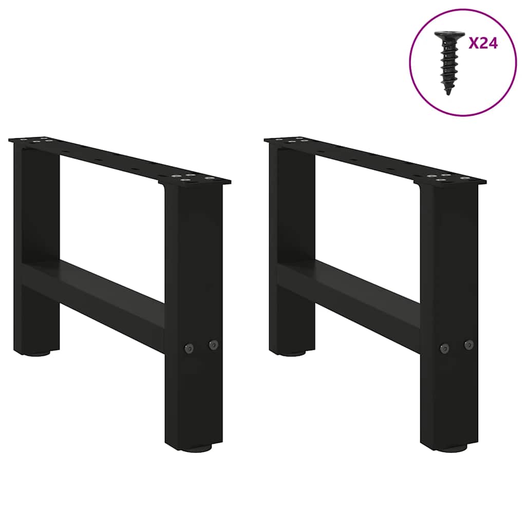 Pés para mesa de centro pretos 2 peças 50x(30-31) cm aço