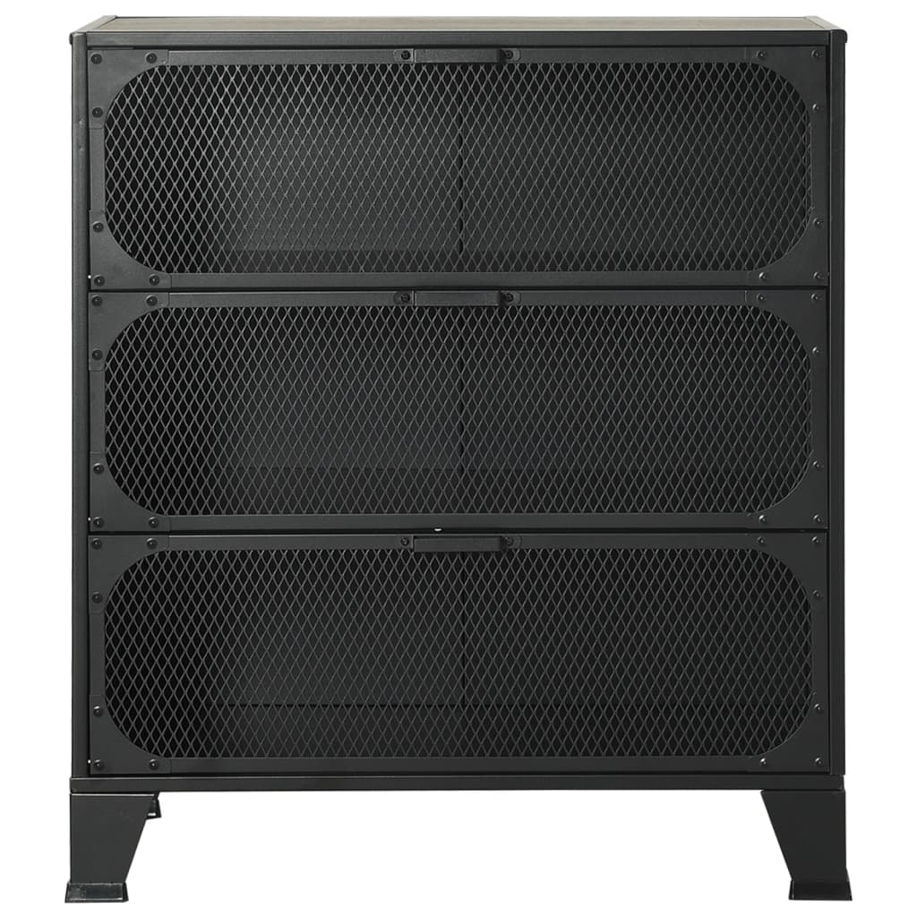 Armário de arrumação 72x36x82 cm metal e MDF cinzento