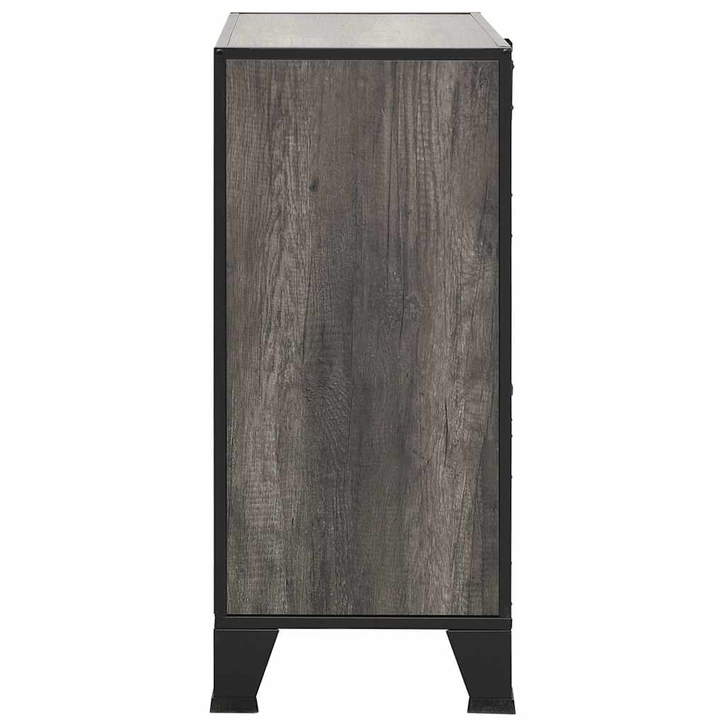 Armário de arrumação 72x36x82 cm metal e MDF cinzento