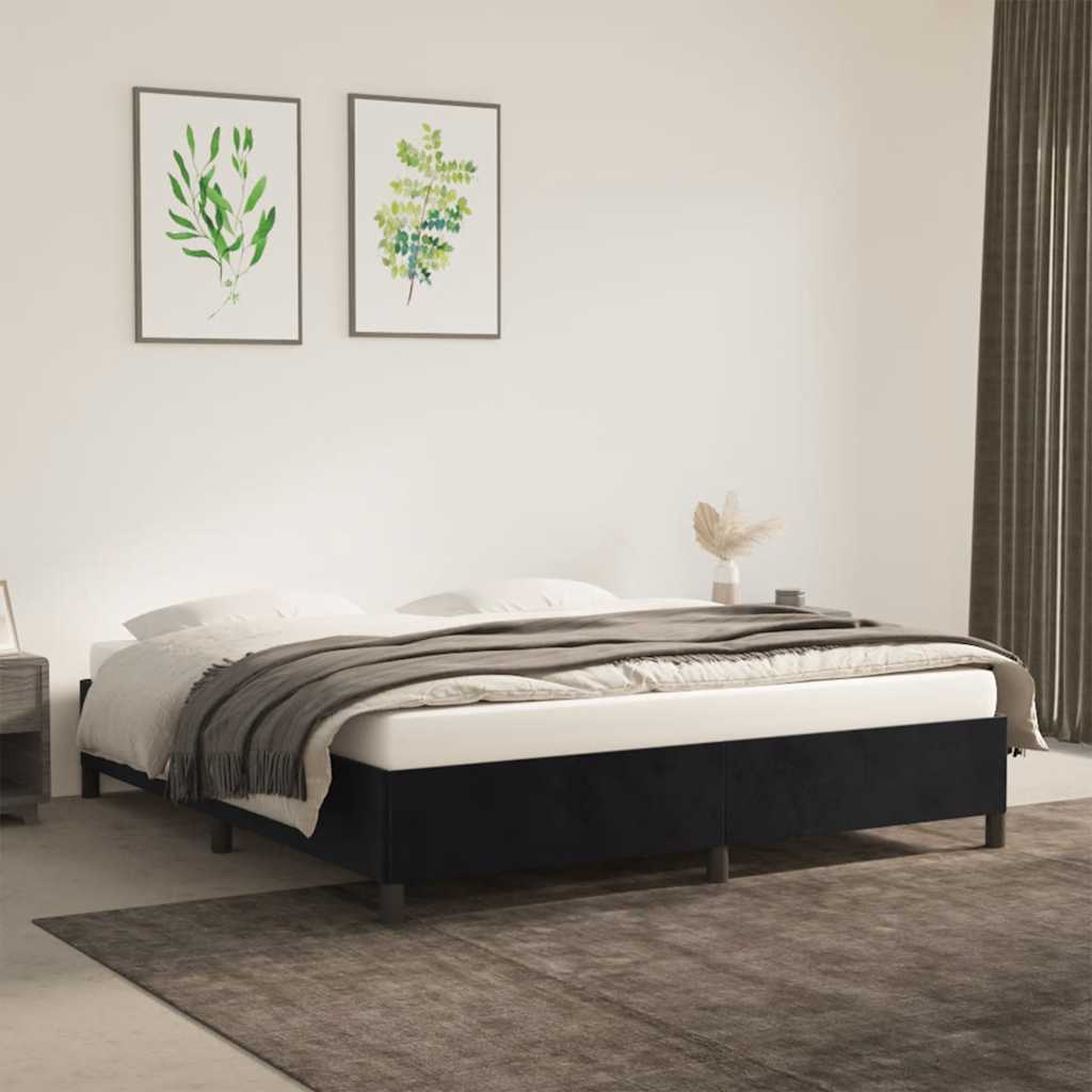 Estrutura de cama sem colchão 160x200 cm veludo preto